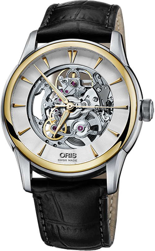 Oris Culture Watches Mens Skeleton Guilloche Silver Self winding Automatic 73476704351LS-BLACK Watch