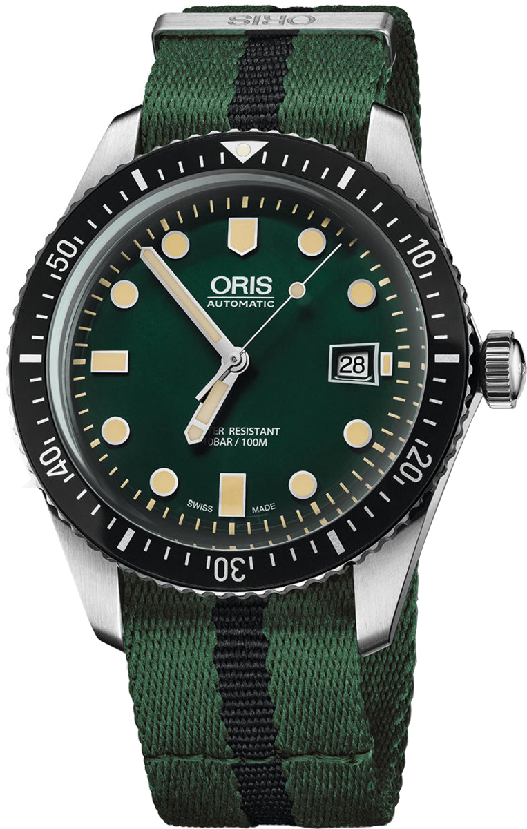 Oris Diving Watches Mens Green Self winding Automatic 73377204057FS Watch
