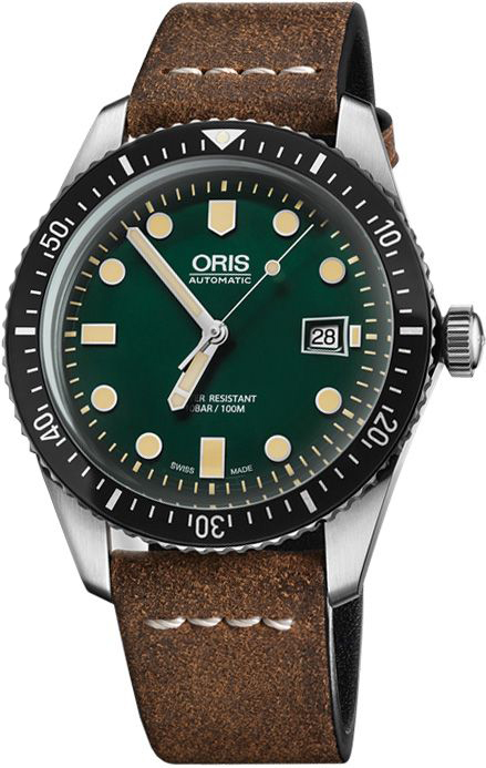 Oris Diving Watches Mens Green Self winding Automatic 73377204057LS Watch