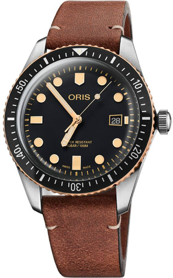 Oris Diving Watches Mens Black Self winding Automatic 73377204354LS Watch