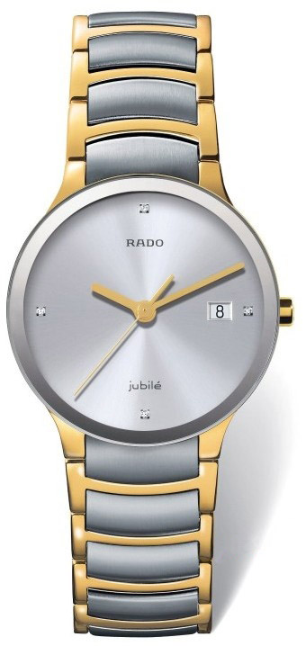 Rado Centrix Watches Mens Silver Dial Set with Diamonds Battery Operated Quartz R30931713 Watch