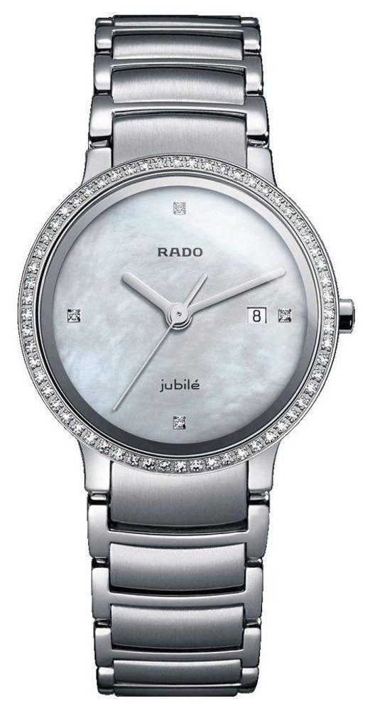 Rado Centrix Watches Ladies Mother of Pearl White Dial Set with Diamonds Battery Operated Quartz R30936903 Watch