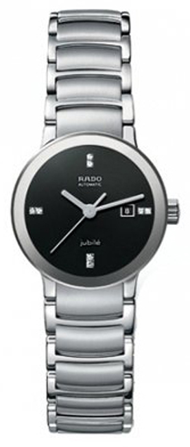 Rado Centrix Watches Ladies Black Dial Set with Diamonds Self winding Automatic R30940703 Watch