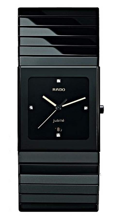 Rado Ceramica Watches Mens Black Dial Set with Diamonds Battery Operated Quartz R21716742 Watch