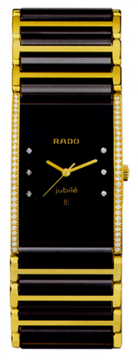 Rado Integral Watches Mens Black Dial Set with Diamonds  Battery Operated Quartz R20751752 Watch