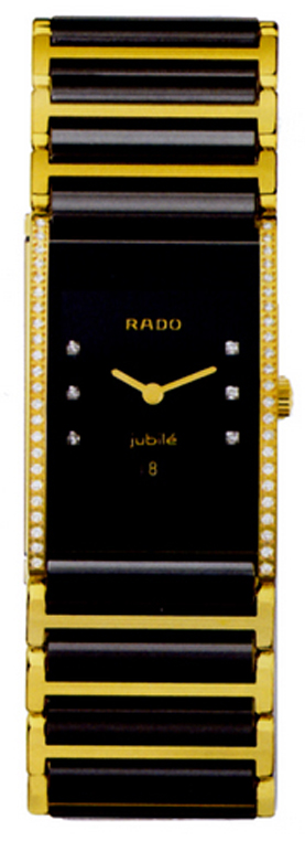 Rado Integral Watches  Black Dial Set with Diamonds  Battery Operated Quartz R20752752 Watch