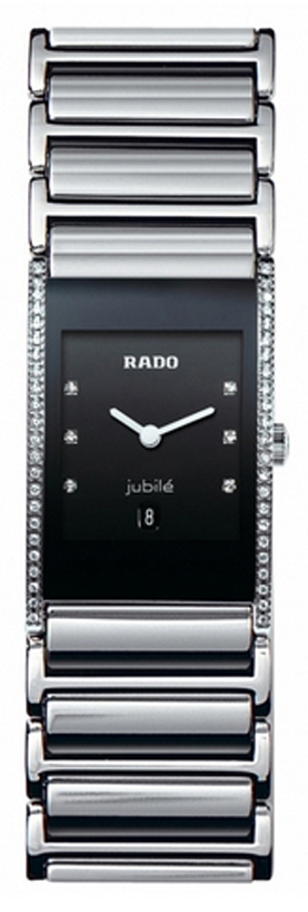 Rado Integral Watches  Black Dial Set with Diamonds  Battery Operated Quartz R20758752 Watch
