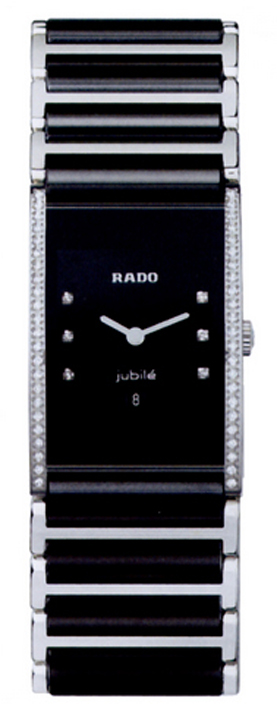 Rado Integral Watches  Black Dial Set with Diamonds  Battery Operated Quartz R20758759 Watch