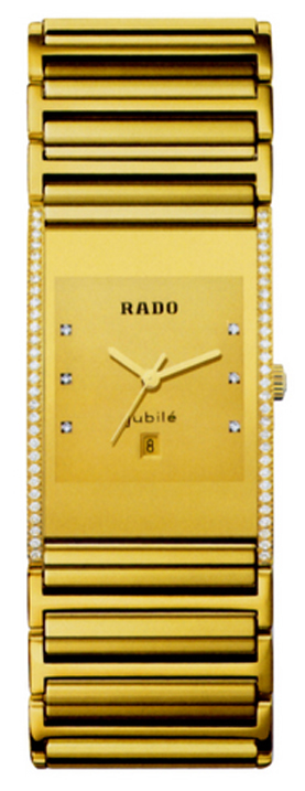 Rado Integral Watches Mens Gold Dial Set with Diamonds  Battery Operated Quartz R20781732 Watch