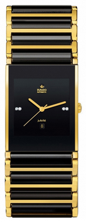 Rado Integral Watches Mens Black Dial Set with Diamonds Self winding Automatic R20848702 Watch
