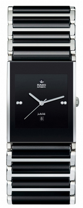 Rado Integral Watches Mens Black Dial Set with Diamonds Self winding Automatic R20853702 Watch