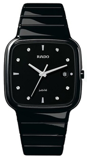 Rado R5.5 Jubile Watches Mens Black Dial Set with Diamonds Battery Operated Quartz R28910702 Watch