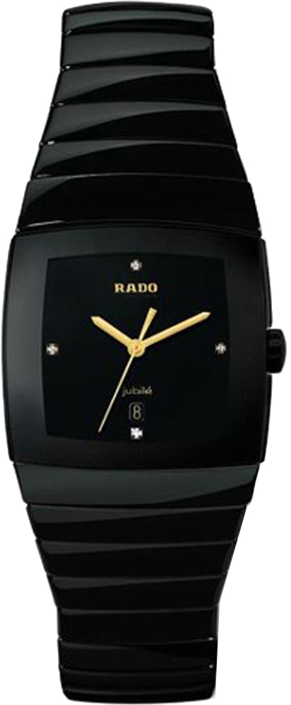 Rado Sintra Jubile Watches Mens Black Dial Set with Diamonds Battery Operated Quartz R13691722 Watch