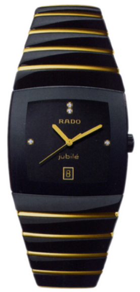 Rado Sintra Jubile Watches Mens Black Dial Set with Diamonds Battery Operated Quartz R13723711 Watch