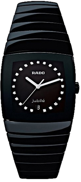 Rado Sintra Jubile Watches Mens Black Dial Set with Diamonds Battery Operated Quartz R13723732 Watch