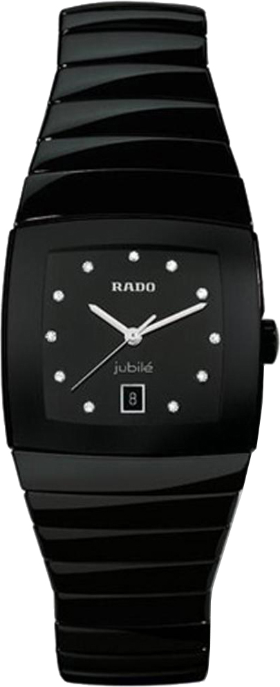 Rado Sintra Jubile Watches Mens Black Dial Set with Diamonds Battery Operated Quartz R13724752 Watch