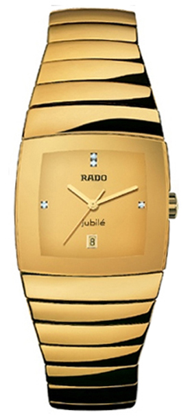 Rado Sintra Jubile Watches Mens Gold Dial Set with Diamonds Battery Operated Quartz R13774702 Watch