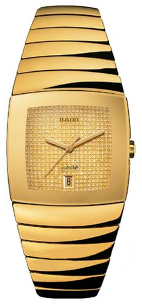 Rado Sintra Jubile Watches Mens Gold Diamond Pave Battery Operated Quartz R13873702 Watch