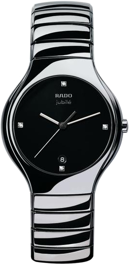 Rado True Watches Mens Black Dial Set with Diamonds Battery Operated Quartz R27654742 Watch