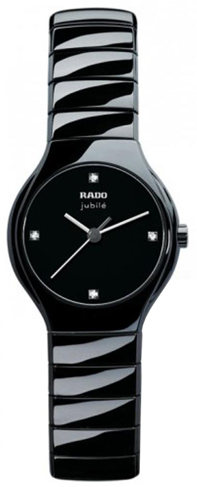 Rado True Watches Mens Black Dial Set with Diamonds Battery Operated Quartz R27655742 Watch