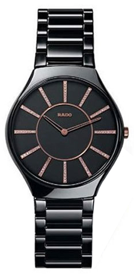 Rado True Watches Ladies Black Dial Set with Diamonds Battery Operated Quartz R27742702 Watch