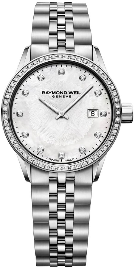 Raymond Weil Freelancer Watches Ladies Pearl White Battery Operated Quartz 5629-STS-97081 Watch