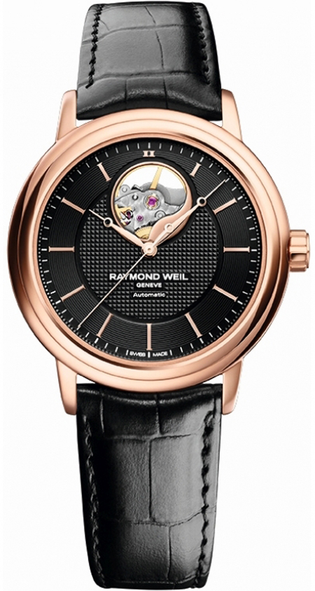 Raymond Weil Maestro Watches Mens Black Skeleton Self winding Automatic 2827-PC5-20001 Watch