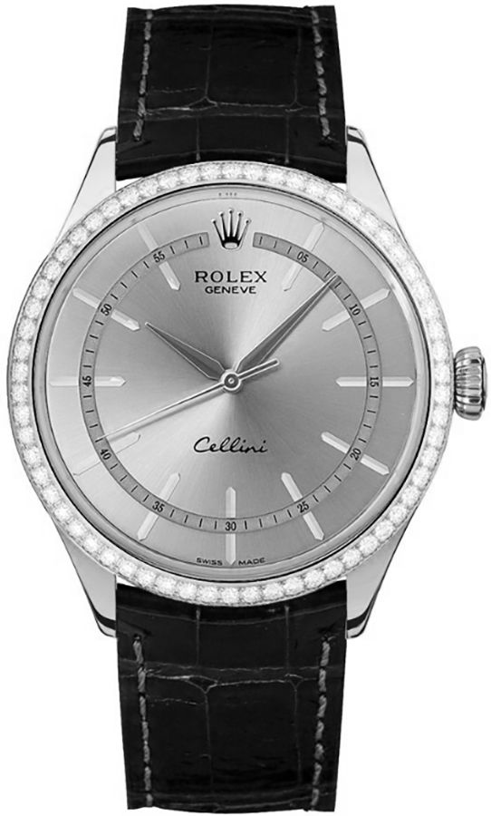 Rolex Cellini Watches Mens Rhodium Self Winding Automatic 50709RBR-0010 Watch