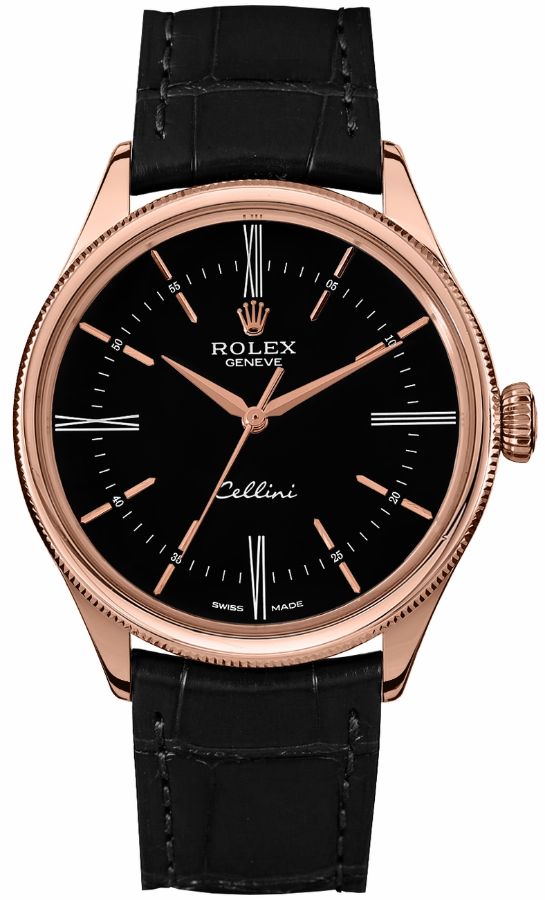 Rolex Cellini Watches Mens Black Self winding Automatic Chronometer 50505-BLKBK Watch