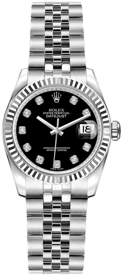 Rolex Lady-Datejust Watches Ladies Black Self winding Automatic 179174-BLKDJ Watch