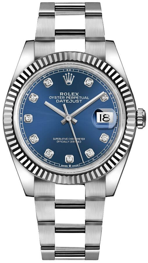 Rolex Datejust Watches Mens Blue Dial Set with Diamonds Self winding Automatic 126334-0015 Watch