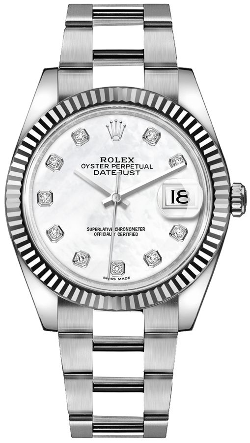 Rolex Datejust Watches Mens Pearl White Self winding Automatic 126334-0019 Watch