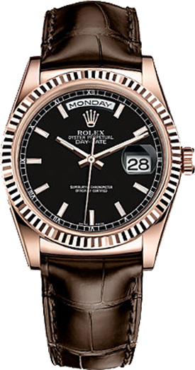 Rolex Day-Date Watches Unisex Black Self winding Automatic 118135-0078 Watch