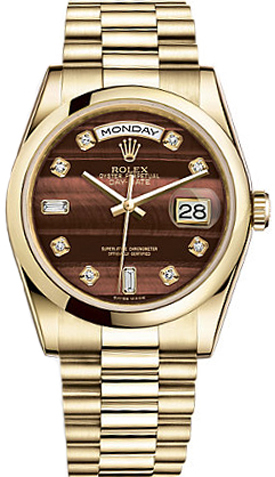 Rolex Day-Date Watches Unisex Brown Self winding Automatic 118208-0332 Watch