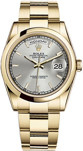 Rolex Day-Date Watches Unisex Silver Self winding Automatic 118208-0106 Watch