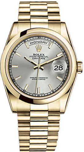 Rolex Day-Date Watches Unisex Silver Self winding Automatic 118208-0066 Watch