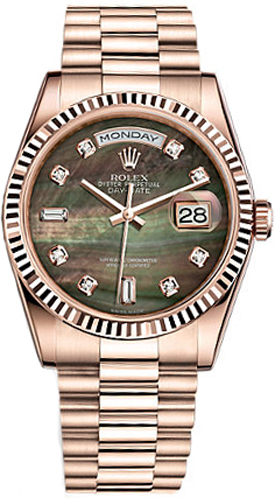 Rolex Day-Date Watches  Mother of Pearl Black Self winding Automatic 118235-0007 Watch