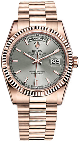 Rolex Day-Date Watches Rhodium Grey Self winding Automatic 118235-0120 Watch