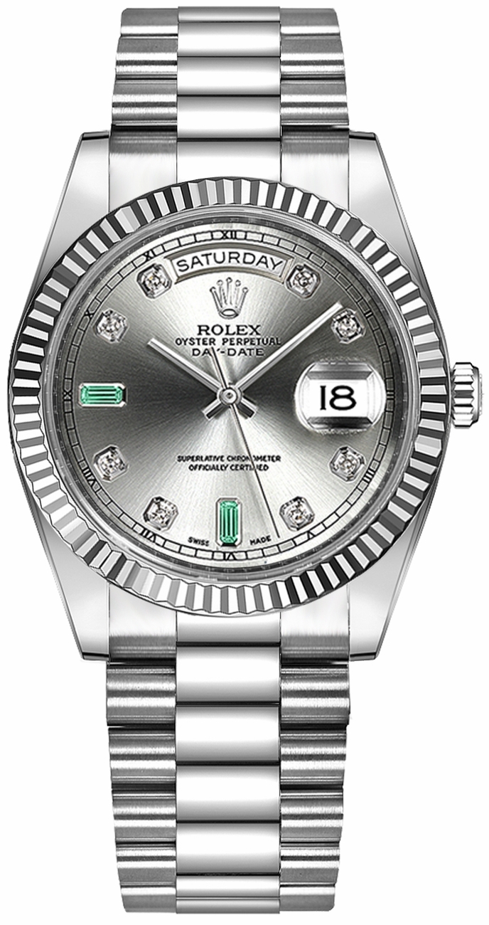 Rolex Day-Date Watches Unisex Rhodium Grey Self winding Automatic 118239-0269 Watch