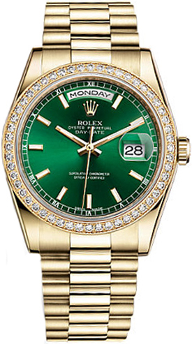 Rolex Day-Date Watches Unisex Green Self winding Automatic 118348-0161 Watch