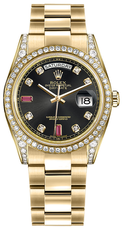 Rolex Day-Date Watches Unisex Black Self winding Automatic 118388-0136 Watch