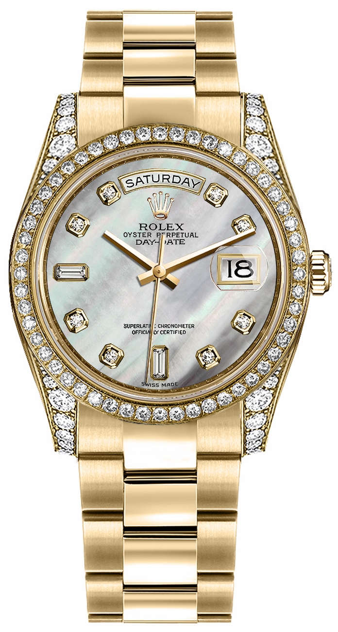 Rolex Day-Date Watches Unisex Pearl White Self winding Automatic 118388-0119 Watch
