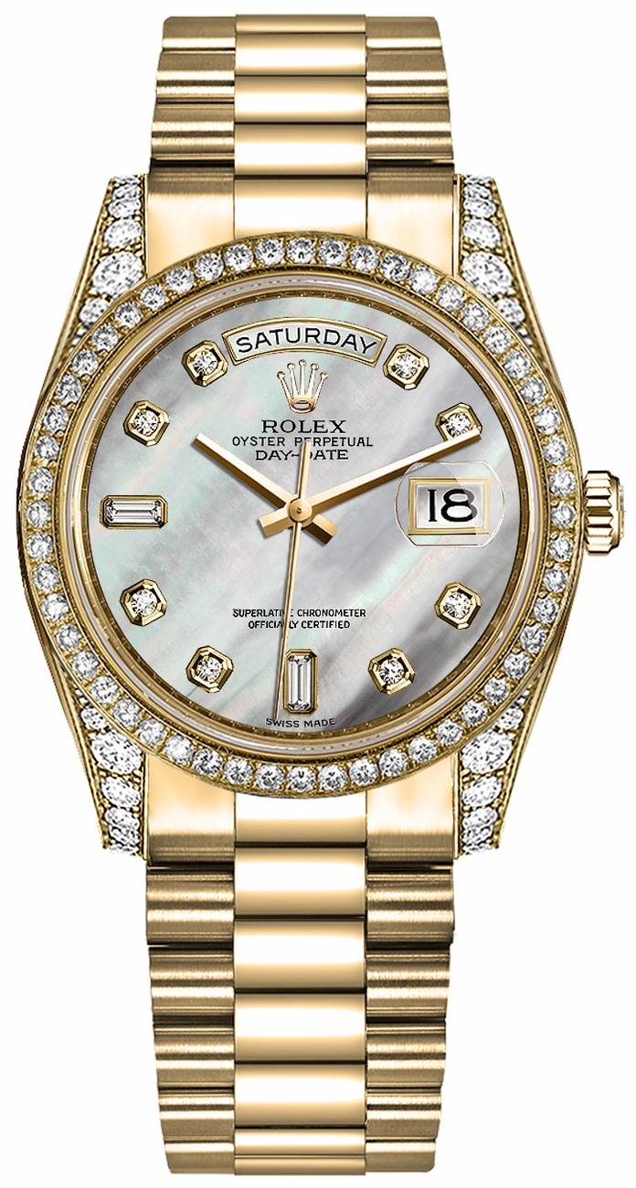 Rolex Day-Date Watches Unisex Pearl White Self winding Automatic 118388-0018 Watch