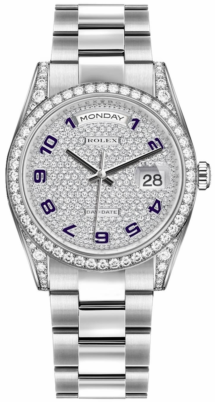 Rolex Day-Date Watches Diamond Pave Self winding Automatic 118389-0123 Watch
