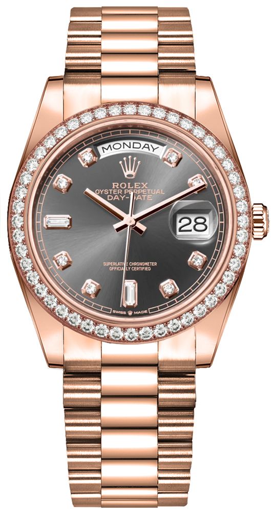 Rolex Day-Date Watches Unisex Grey Self Winding Automatic 128345RBR-0052 Watch