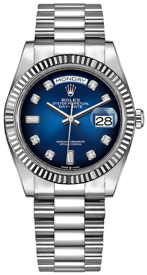Rolex Day-Date Watches Unisex Blue Self Winding Automatic 128236-0005 Watch