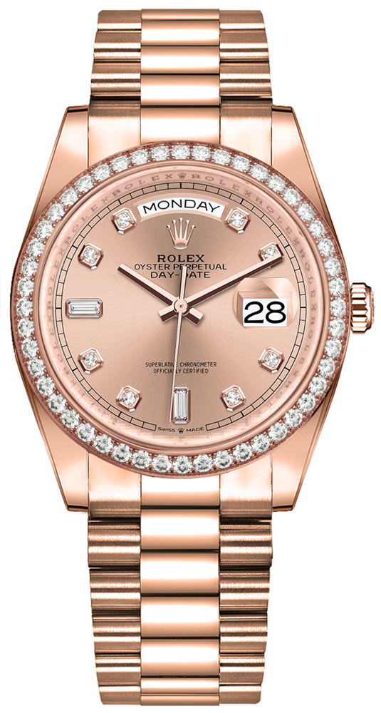 Rolex Day-Date Watches Ladies Champagne Rose Self winding Automatic 128345RBR-0009 Watch