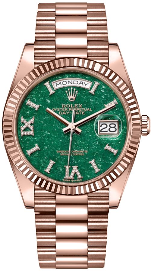 Rolex Day-Date Watches Unisex Green Self Winding Automatic 128235-0068 Watch