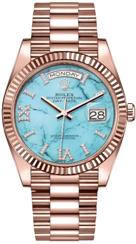 Rolex Day-Date Watches Unisex Blue Self Winding Automatic 128235-0064 Watch