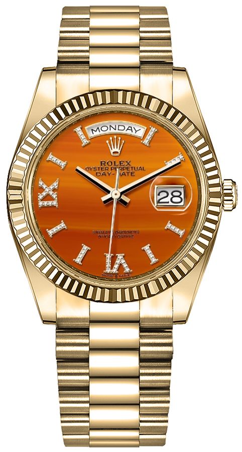 Rolex Day-Date Watches Unisex Orange Self Winding Automatic 128238-0088 Watch